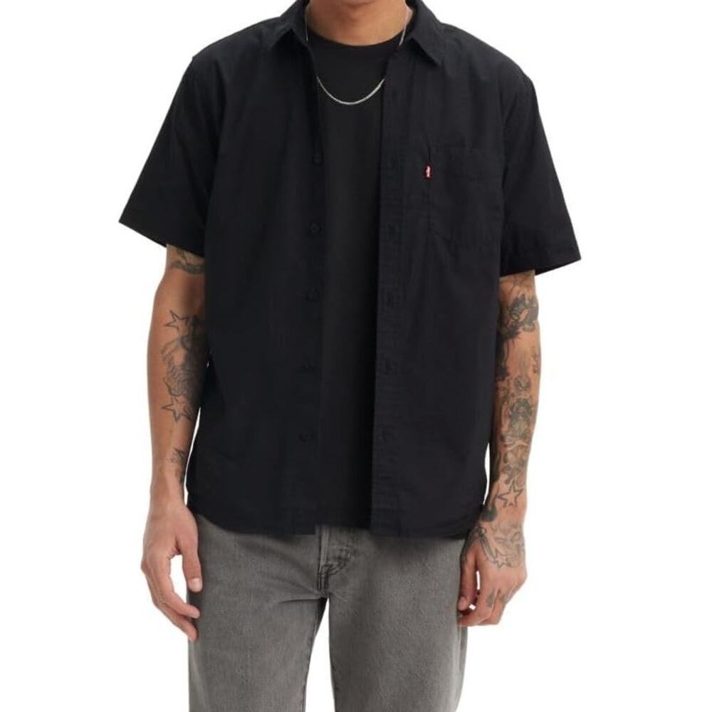 Levi's Black 100% Cotton Button Up Shirt Mens NWOT Long Sleeve Casual Classic